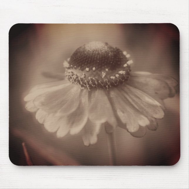 Vintage Sepia Zinnia-Blume Mousepad (Vorne)