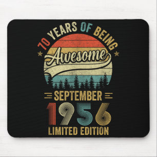 Vintage September 1956 70 Jahre alt 70. Geburtstag Mousepad