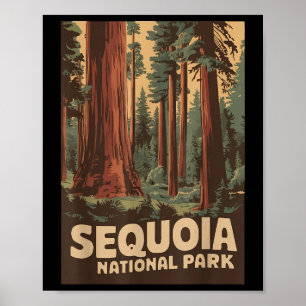 Vintage Sequoia-Nationalpark Männer Frauen Kinder Poster