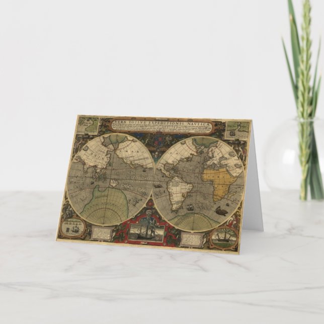 Vintage Serie alter Weltkarten Feiertagskarte (Vorderseite)