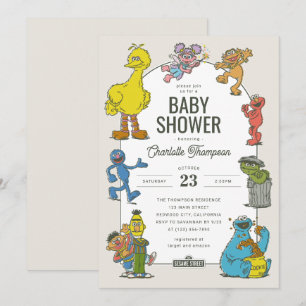 Vintage-Sesamstraße-Baby-Party Einladung