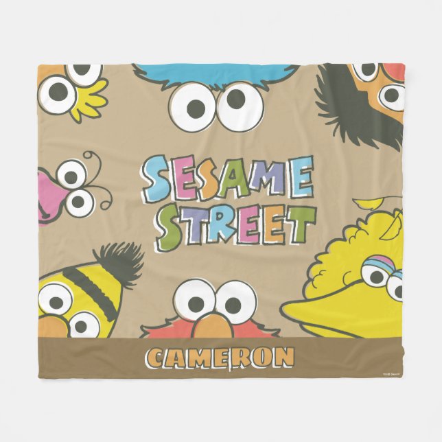 Vintage Sesamstraße Freunde Fleecedecke (Vorderseite (Horizontal))