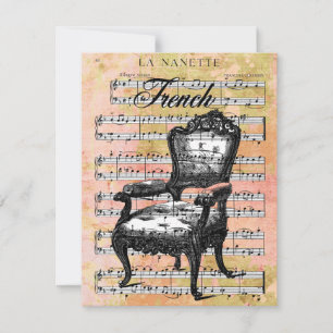 Vintage Sessel- und Musikeinladungen Einladung