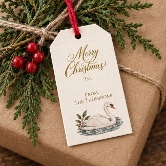 Vintage Seven Swans Frohe Weihnachten Geschenkanhänger