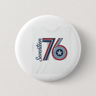 Vintage Seventeen 76 Patriotisches Vektor-Shirt-De Button