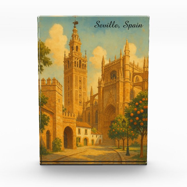 Vintage Seville Spain Andalusia Travel Fotoblock (Vorderseite)