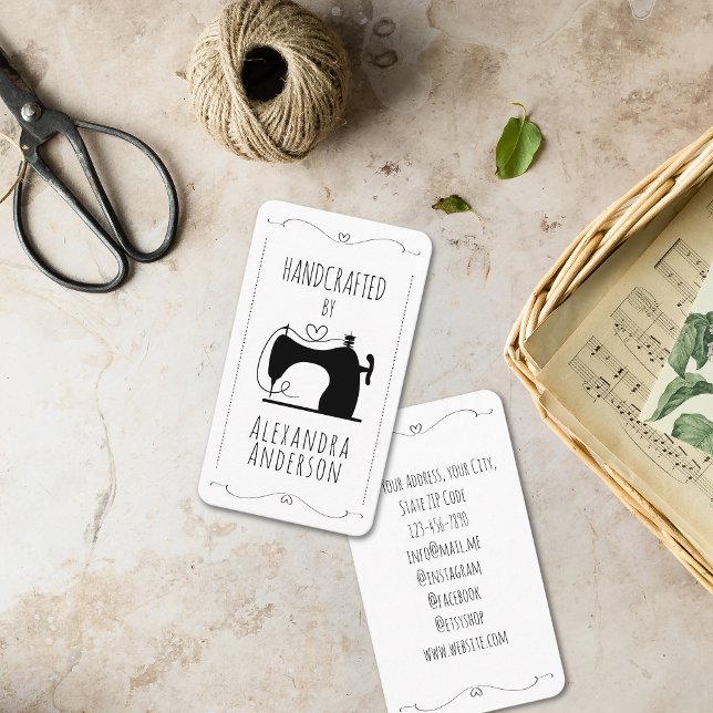 Vintage Sewing Machine Handcrafted By Visitenkarte (Vintage Sewing Machine Hand Craft Business Card)