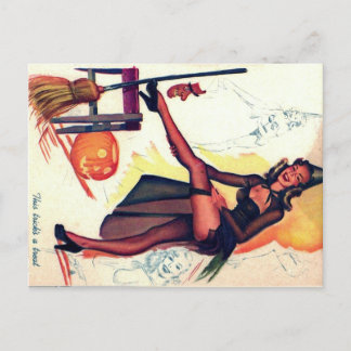 Vintage sexy Hexe Halloween Ankündigungskarte Ankündigungspostkarte