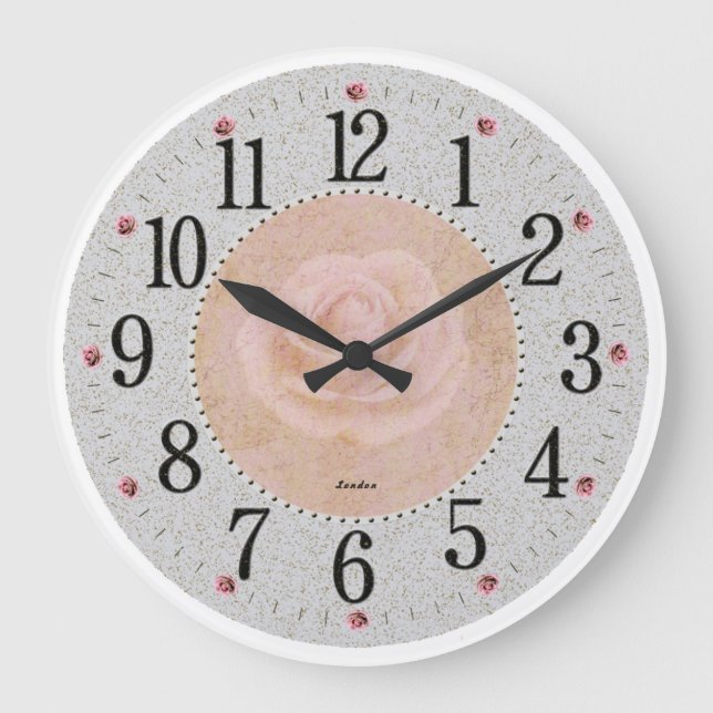 Vintage Shabby Chic Antique Große Wanduhr (Vorderseite)