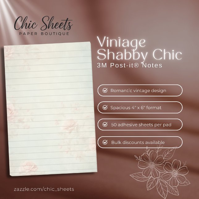 Vintage Shabby Chic Design 3M Post-it® Notizen (Von Creator hochgeladen)