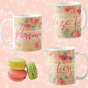 Vintage Shabby Chic Personalisiert Kaffeetasse