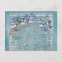 Vintage Shabby Chic Pretty Floral Birds