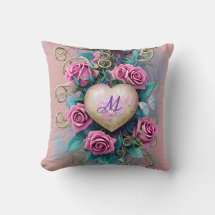 Vintage Shabby Chic Rosa und Herz Kissen