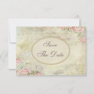 Vintage Shabby Chic Rosen Hochzeit "Save the Date" Save The Date
