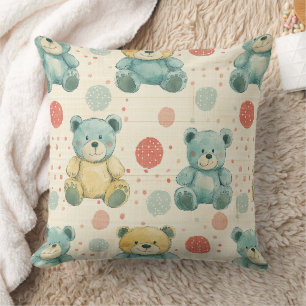 Vintage Shabby Chic Teddy Bear Gingham Muster (4) Kissen