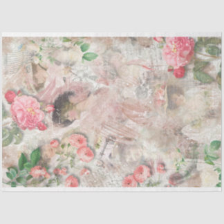 Vintage Shabby Chic viktorianische Frauen und rosa Seidenpapier