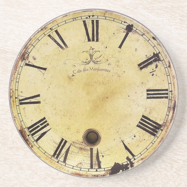 Vintage Shabby Chic-Wand-Uhr Untersetzer (Vorne)