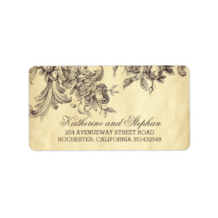 Vintage Shabby und schicke Schnörkel Hochzeit Adressaufkleber