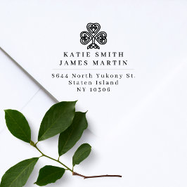 Vintage-Shamrock-Return-Adresse mit zwei Nachnamen Gummistempel