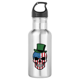 Vintage Shamrock Totenkopf Flagge Vektor Design_1 Edelstahlflasche
