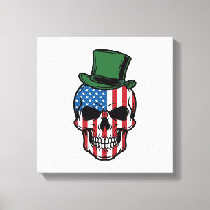 Vintage-Shamrock-Totenkopf-Flagge Vektor-Design_1 Leinwanddruck