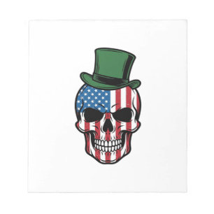 Vintage Shamrock Totenkopf Flagge Vektor Design_1 Notizblock