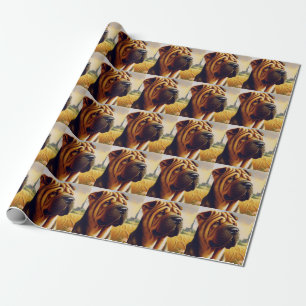 Vintage Shar-Pei-Malerei Geschenkpapier