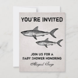Vintage Shark Ocean Baby shower Beach Invitation