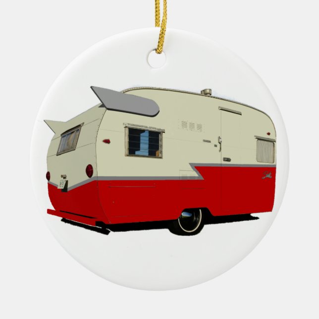 Vintage Shasta Feiertags-Verzierung Keramikornament (Vorne)