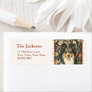 Vintage Shetland Sheepdog Sheltie Floral