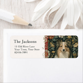 Vintage Shetland Sheepdog Sheltie Floral