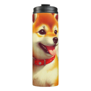 Vintage Shiba Inu Malerei Thermosbecher