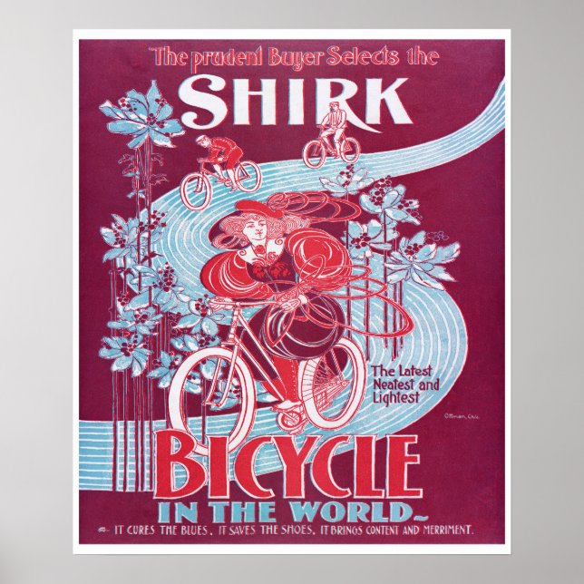 Vintage Shirk Bicycle Werbung um 1890 Poster (Vorne)