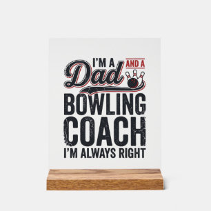 Vintage-Shirt-Design: Dad-Bowling-Coach hat immer Acrylschild