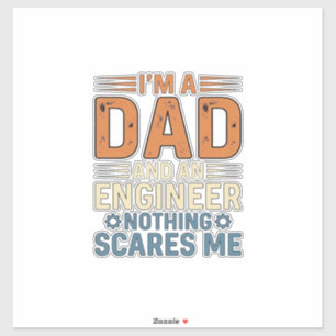 Vintage-Shirt-Design Papa Ingenieur Nichts Schreck Aufkleber