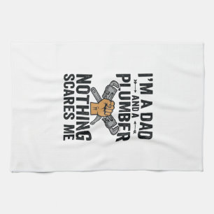 Vintage-Shirt-Design Papa Klempner Nichts schreckt Geschirrtuch