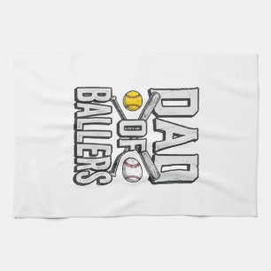 Vintage-Shirt Papa der Ballerinas Softball und Bas Geschirrtuch