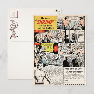Vintage Shrimp-Muskeln und Postkarte