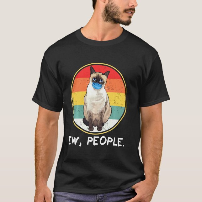 Vintage siamesische Ew Katzenmaske T-Shirt (Vorderseite)