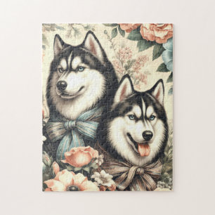 Vintage sibirische Husky-Illustration