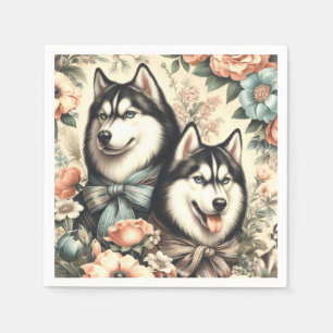 Vintage sibirische Husky-Illustration Serviette