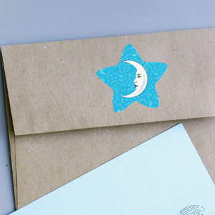 Vintage sichelförmige weiße  Stern-Aufkleber