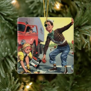 Vintage Sicherheitspatrouille Keramikornament