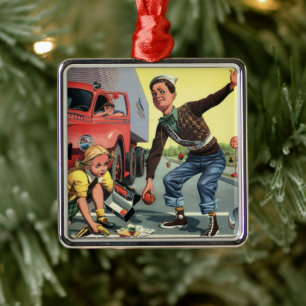 Vintage Sicherheitspatrouille Silbernes Ornament