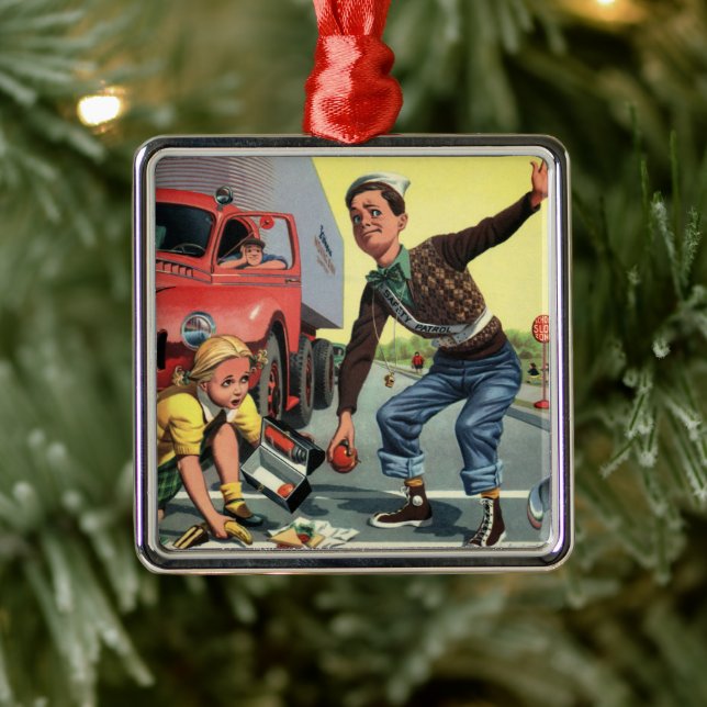 Vintage Sicherheitspatrouille Silbernes Ornament (Baum)