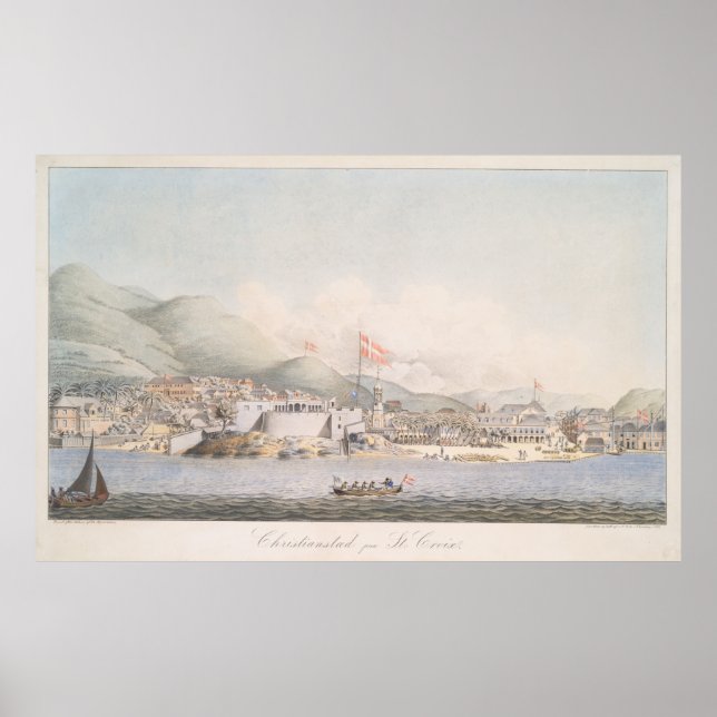 Vintage Sicht auf Christiansted St Croix (1839) Poster (Vorne)