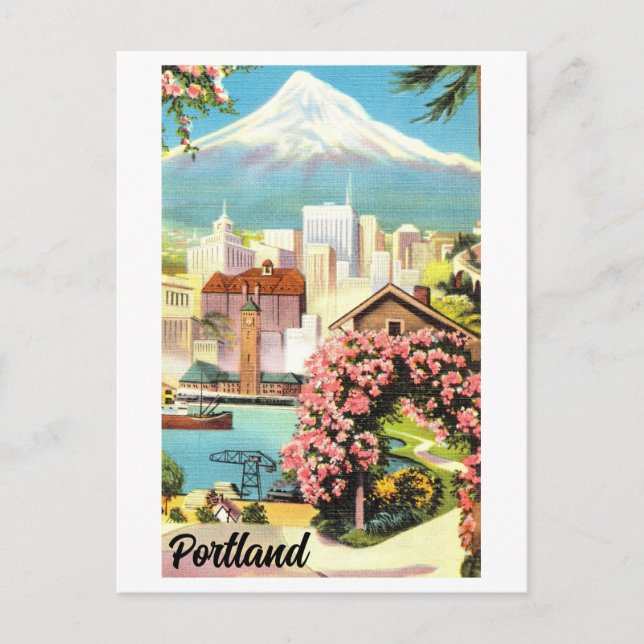 Vintage Sicht auf Portland, Oregon, Postkarte (Vorderseite)