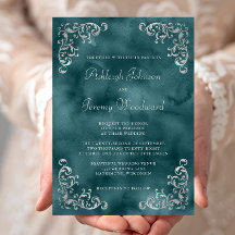 Vintage Silber Aquamarin Blue Watercolor Hochzeit