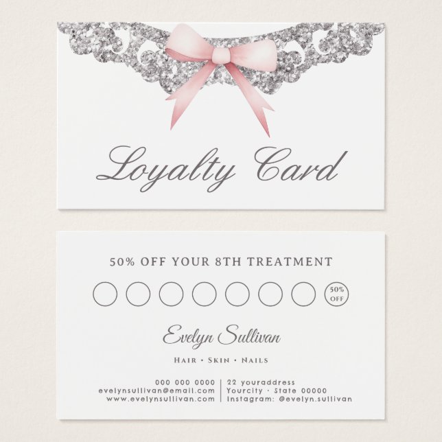 Vintage Silber-Rahmen-Rosa-Bugykarte (Vorne & Hinten)