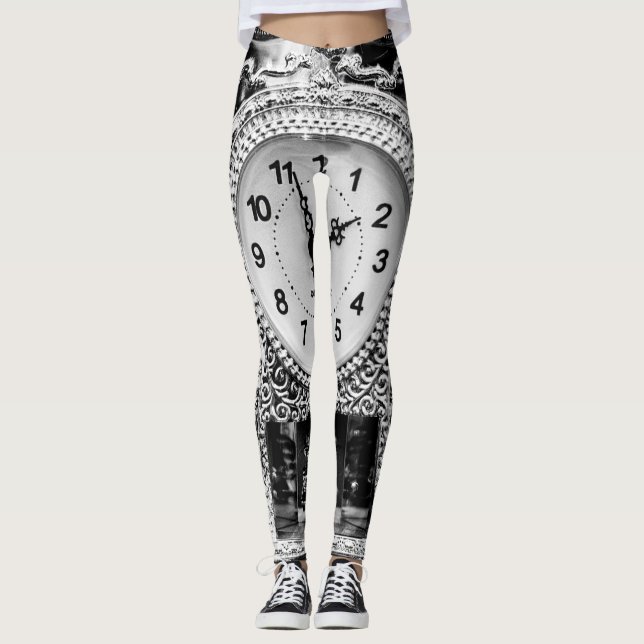 Vintage Silber-Uhr Leggings (Vorderseite)